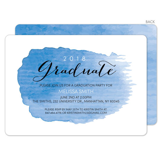 Blue Swash Graduation Invitations